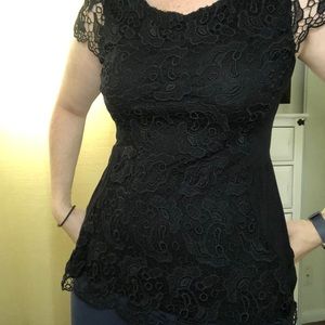 Black lace short sleeve shirt size sm
